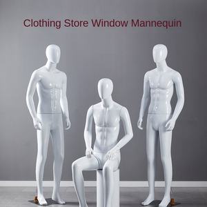 หุ่นโชว์เสื้อผ้าชายสีขาวสว่างแบบเต็มตัว ทำจากพลาสติก พร้อมหัว สำหรับตั้งโชว์หน้าร้าน - Product Image 2