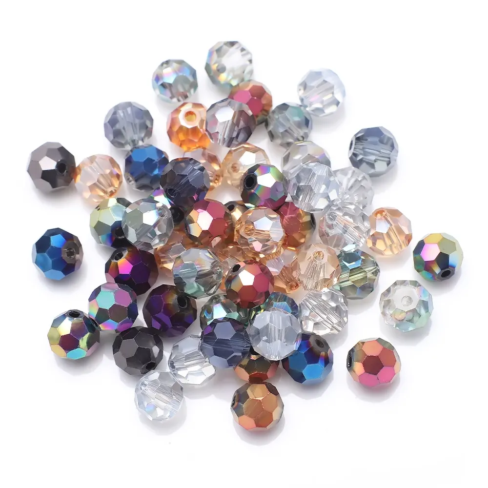 Zhubi perline rotonde di cristallo a buon mercato per la creazione di gioielli Bulk 2 3 4 6 8 10 12MM perline di vetro rotonde sfaccettate per collana di bracciali