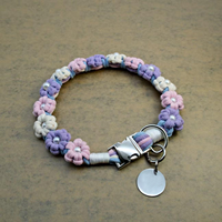 Accessoire élégant pour animaux de compagnie Collier de chien floral fait à la main personnalisé avec étiquette gravée gratuite