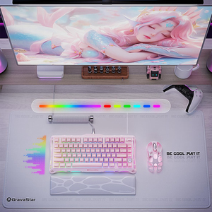 คีย์บอร์ด K1ปรอท Gravastar สีชมพูไร้สาย75%, คีย์บอร์ดอะลูมิเนียมอัลลอยดีไซน์โครงกระดูกภายนอกคีย์บอร์ดสำหรับเล่นเกมเชิงกลสวิตช์เชิงเส้น - Product Image 6