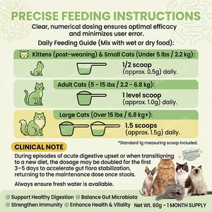 Probiotici e Prebiotici in Polvere per Gatti, 12 Ceppi, 60g, Gusto Salmone, Supporto Digestivo, Etichetta Pulita, GMP, OEM - Product Image 5