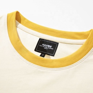 T-shirts d'été Oversize Customized Label Men Heavyweight 240g Cotton T Shirt Colorful Cuff Plain T Shirt - Product Image 3