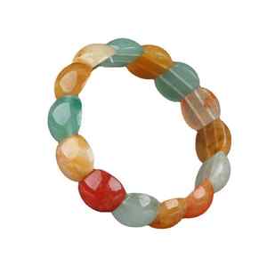 กำไลหยกเขียวธรรมชาติร้อยลูกปัดเชือกยางยืดหลากสี กำไลหยกทรงสูงแบบไม้ไผ่สำหรับผู้หญิง เครื่องประดับคุณภาพสูง ขายส่ง - Product Image 1