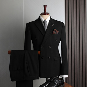 Costume <span class=keywords><strong>Homme</strong></span> de Haute Qualité à Double Boutonnage 3 Pièces, Style Britannique Formel <span class=keywords><strong>pour</strong></span> Mariages et Tenues Décontractées d'Affaires, Costume de Marié - Product Image 4