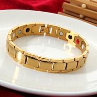 Mode élégante chaîne de main en acier inoxydable 18k plaqué or bijoux quantique titane bracelet de thérapie magnétique pour hommes