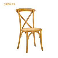 Chaise à dossier croisé avec coussin en rotin, bois naturel, empilable, pour événements et mariages