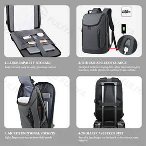 Sac à dos Fuliya personnalisé, durable, unisexe, pour le bureau, les affaires, imperméable, <span class=keywords><strong>de</strong></span> luxe, pour les voyages, le travail, les étudiants, l'école, avec chargeur USB pour ordinateur portable - Product Image 4