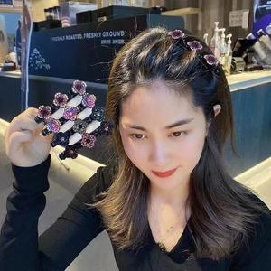 Pinces à <span class=keywords><strong>cheveux</strong></span> fleur en cristal à la mode MIO Pince à bec de canard tressée en strass étincelant Barrettes latérales colorées pour filles femmes - Product Image 2