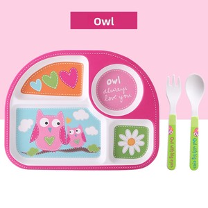 Ensemble de vaisselle pour enfants en fibre de <span class=keywords><strong>bambou</strong></span> écologique, motif lapin mignon, trois pièces, fourchette, cuillère, <span class=keywords><strong>assiette</strong></span> <span class=keywords><strong>compartiment</strong></span>ée pour la maternelle - Product Image 3