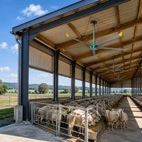 Ventilateur de plafond HVLS de 3,6 m (12 pieds) à 5/6/7 pales pour élevages de volailles et de moutons, circulation d'air, longue durée de vie, vente en gros
