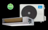 Unité intérieure de climatisation Midea à haute pression statique, pompe à chaleur, moteur de ventilateur DC, large sortie d'air, climatiseur encastré au plafond