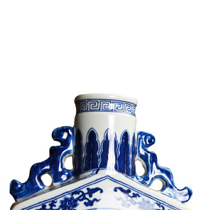 Décorations de vase en porcelaine bleue et blanche de nouveau style Chine Antique Binaural <span class=keywords><strong>Yuan</strong></span> Dynasty Vase en céramique plat bleu et blanc - Product Image 5