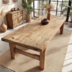 Table de salle à manger en bois massif moderne faite à la main Mobilier d'appartement écologique Conception de maison de ferme - Product Image 3