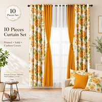 Lot de 10 rideaux occultants imprimés floraux avec housses de coussin pour la maison