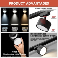 Éclairage commercial OEM ODM pour restaurant, magasin, maison, système de rail de plafond en fer noir et blanc GX53 10W, éclairage sur rail LED