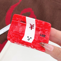 Nouvelle pince à cheveux créative en acétate faite à la main pour femme, motif requin billet de banque, design simple bicolore, accessoires personnalisés