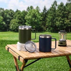 12oz Stainless Steel Coffee Mug with Handle Insulated Travel Tumbler Coffee Cup with Slider Lid for <b>Hot</b> Coffee Cold <b>Drink</b> Tea - Product Image 1