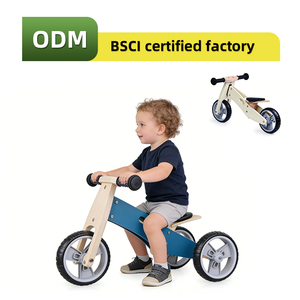 Vélo d'équilibre convertible en <span class=keywords><strong>bois</strong></span> de haute qualité pour tout-petits, transformable en tricycle pour bébé, siège réglable, trottinette pour enfants, jouet à roulettes pour enfants - Product Image 1