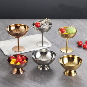 Vente chaude En Acier Inoxydable Dessert Crème Glacée Tasse Avec Support Réutilisable bar KTV Salade Grande Jambe Vin <span class=keywords><strong>Verre</strong></span> Crème Glacée Bol - Product Image 2