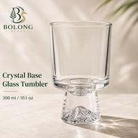 Verre à whisky Bolong personnalisé avec logo, base en cristal, texture montagne, fond épais, 300 ml (10,1 oz), pour jus, vente en gros