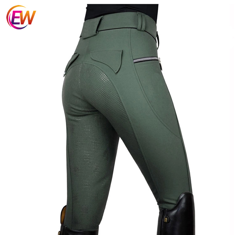2021 EW Custom Equestrian Clothing Full Seat Silicone Print Breeches Equestrian Riding Tights