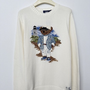 เสื้อสเวตเตอร์คอกลม RL/Sweep Size 25 Years Bear รุ่นใหม่ประจำฤดูใบไม้ร่วง/ฤดูหนาว ผ้าฝ้าย 100% ปักลายการ์ตูนอย่างดีสำหรับผู้ชายและผู้หญิง - Product Image 4