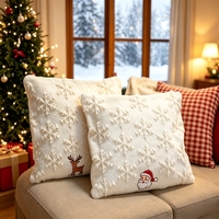 Housse de coussin de Noël personnalisée en chenille blanche, broderie 3D flocon de neige, motif Père Noël, renne, cloche, décoration, vente en gros