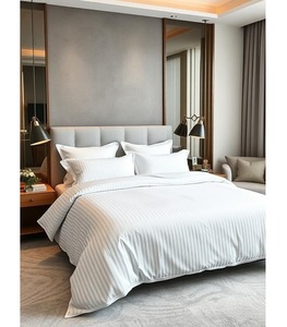 Ensemble de lin d'hôtel de qualité supérieure fabriqué en tissu de coton 400TC à rayures de 1cm respirant personnalisable doux durable pour une utilisation à long terme toutes saisons - Product Image 2