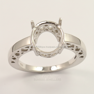 Anillo de Diseño para Boda de 10x12 mm con Cualquier Piedra Preciosa, Corte Ovalado, Plata de Ley 925, para Fiestas, Unisex - Product Image 1