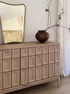 Aparador de piedra de estilo francés moderno, mueble de TV para sala de estar de mediados de siglo, armario de té de almacenamiento montado en la pared, armario de lujo ligero - Product Image 3