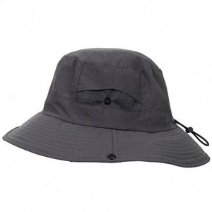 Striped Quick Drying Nylon Fisherman Outdoor Hiking Fishing Travel <b>Hat</b> Drawstring Closure Large Eave Sun Protection All-Season - Product Image 5