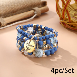 Fashionable Multilayer Bohemian Beaded Bracelets Set Colorful Geometric <strong>Bangle</strong> Wood Pearl <strong>Diamond</strong> Agate Turquoise Religious Gift - Product Image 6