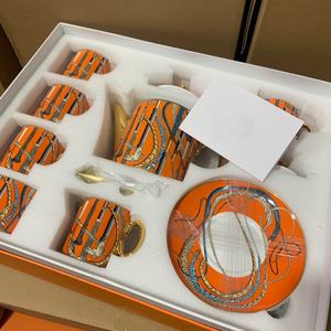 Ensemble de tasses et soucoupes à expresso vintage en céramique rétro, tasses à café et cappuccino classiques en grès givré - Product Image 2