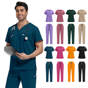 Hospital Scrubs Uniform <b>Sets</b> Woven Fabric Unisex Scrub <b>Sets</b> for <b>Doctor</b> Dental Clinic Salon Surgical Use with Customized Logo - Product Image 1