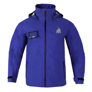 Xk26 111 Chaqueta de trabajo impermeable y resistente al viento para hombre, revestimiento de poliéster, uso en exteriores, con capucha, resistente a desgarros, azul - Product Image 3