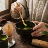 Cuillère à matcha en bambou blanc et violet naturel, chashaku, cuillère pour cérémonie du thé japonaise, pour poudre de thé vert