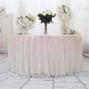 Fancy Birthday Party Event Banquet Table Cloth Linen Overlay Cover Decoration Rose Gold Sequin 120 Inch Wedding Round Tablecloth