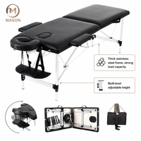 Lit de beauté noir professionnel Portable pliable tatouage Massage Spa Table approvisionnement d'usine pliable et réglable caractéristiques