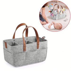 Multipurpose Nappy Caddy Felt <b>Storage</b> Box with Pocket Portable <b>Baby</b> Wipes Basket with Compartment - Product Image 4