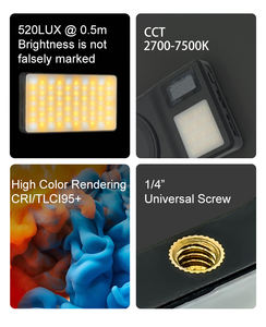 Luz Magnética Recargable VL20 de 3000mAh con Regulación de Intensidad, 600lm, para Vlogs de YouTube, Luz de Video LED de Bolsillo - Product Image 3
