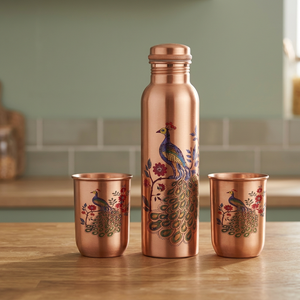 Ensemble de bouteilles d'eau en verre et cuivre au design personnalisable, infuseur à thé, écologique, compatible lave-vaisselle, anti-corrosion, poignée ergonomique, boîte cadeau - Product Image 5