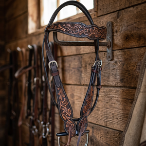Elegante y de Calidad: Brida de Cuero Occidental para Caballo con Herrajes Florales, Tamaño Personalizado, Logotipo y Herrajes de Acero Inoxidable - Product Image 2