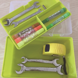 Plastic Multi Functional <b>Tool</b> <b>Box</b> With Lid And Compartments Rectangle Foldable <b>Storage</b> Bin For <b>Tools</b> Art Supplies Home Use - Product Image 1