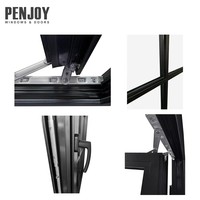 Fenêtre à battant moderne PENJOY en aluminium à double vitrage avec moustiquaire magnétique et isolation thermique pour usage extérieur résidentiel, salle de bain et hôtel