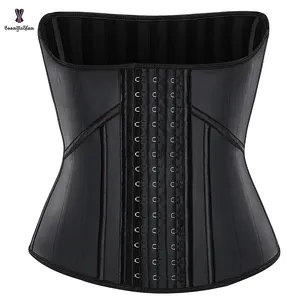 Front 28CM Women's Cincher Shaper Fajas Colombianas Belly Flat Sheath Shinny Latex Corset Waist Trainer With 21 Steel Bone