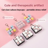 Porte-clés anti-stress en silicone en forme de patte de chat, jouet sensoriel, testeur de commutateur de clavier mécanique 1/2/3/6/9 touches, unisexe