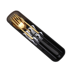 Juego de Cubiertos de Acero Inoxidable de 3 Piezas con Cuchara, Palillos y Tenedor, Utensilios Portátiles de Viaje, Regalo para Estudiantes - Product Image 5