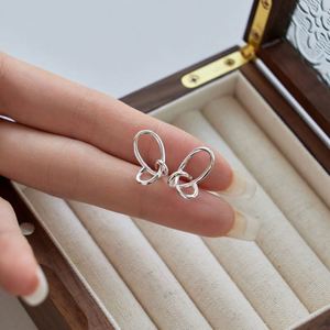 Dylam Simplicity Design 925 Sterling <b>Silver</b> Rhodium Plated Dainty Curve Geometric Jewelry <b>Stud</b> <b>Earrings</b> for Women Daily Dress up - Product Image 4