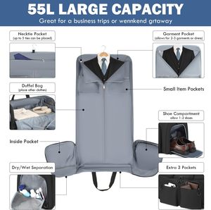 Factory Wholesale Custom Wheeled Garment <b>Trolley</b> Suit Bag Duffle <b>Suitcase</b> Overnight Pu Leather Travel Duffle Bag - Product Image 3
