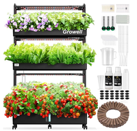 Système hydroponique en tour, 90 pods, jardin vertical, 2 modes d'éclairage, lumière de croissance, circulation d'eau automatique, 40L, alimenté par batterie, herbes d'intérieur